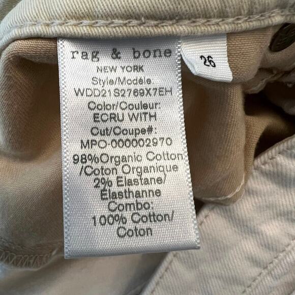 Rag & Bone White Rosa Mid Rise Boyfriend Fit Jeans Destroyed Knees size 26 waist - Picture 13 of 16